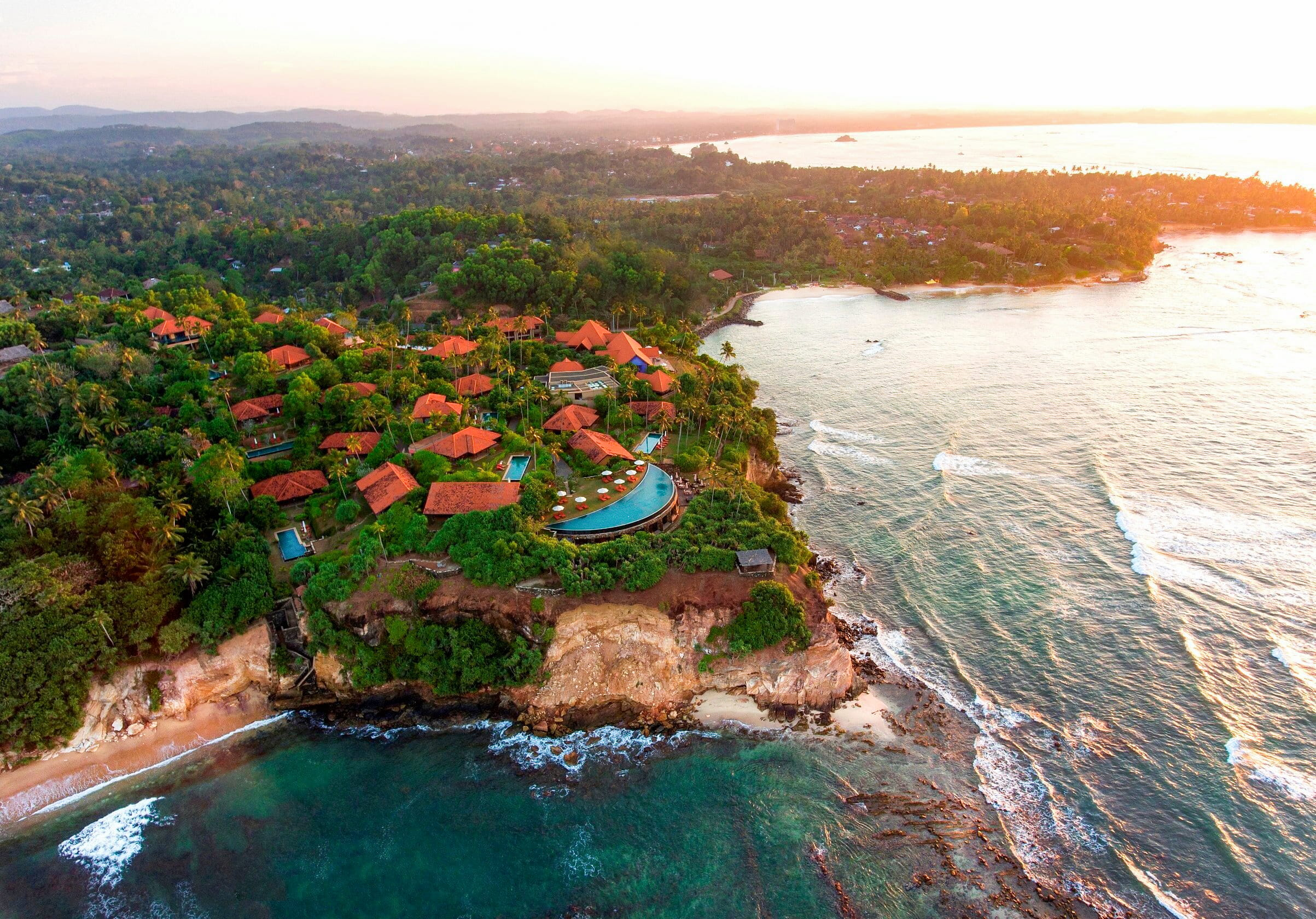 Cape Weligama clifftop resort at sunset, Sri Lanka
