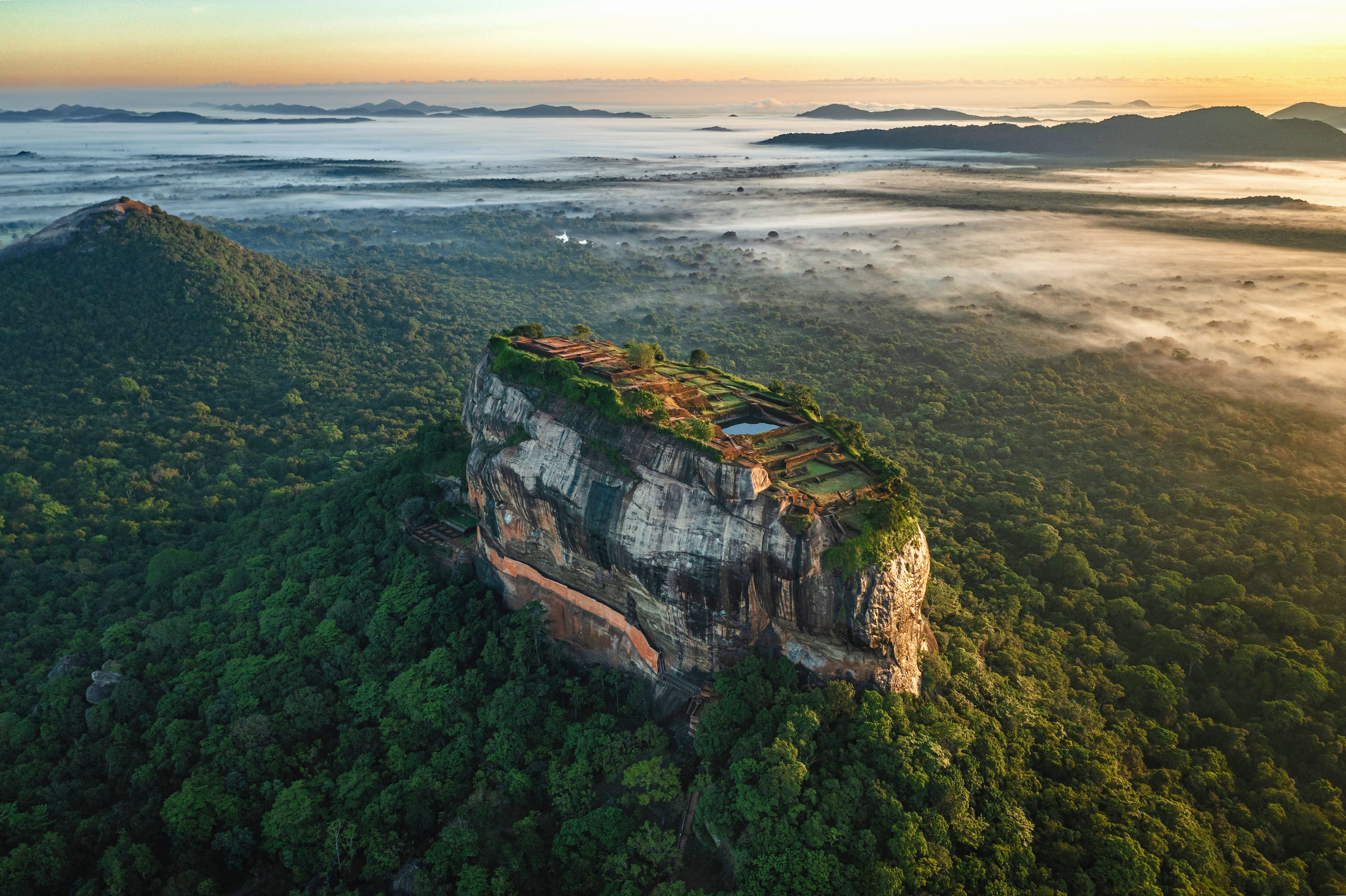 Sigiriya rock fortress at dawn